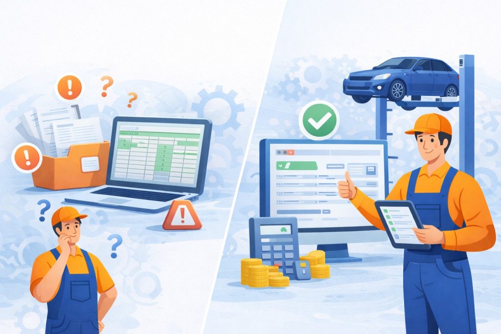 controle de oficina mecânica com planilha e software de gestão