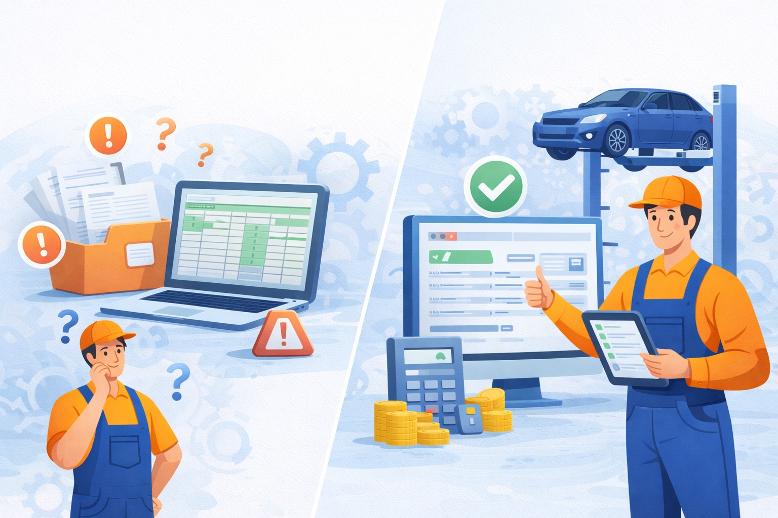 controle de oficina mecânica com planilha e software de gestão