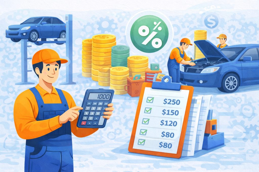 Cálculo de Comissão em Oficina Mecânica