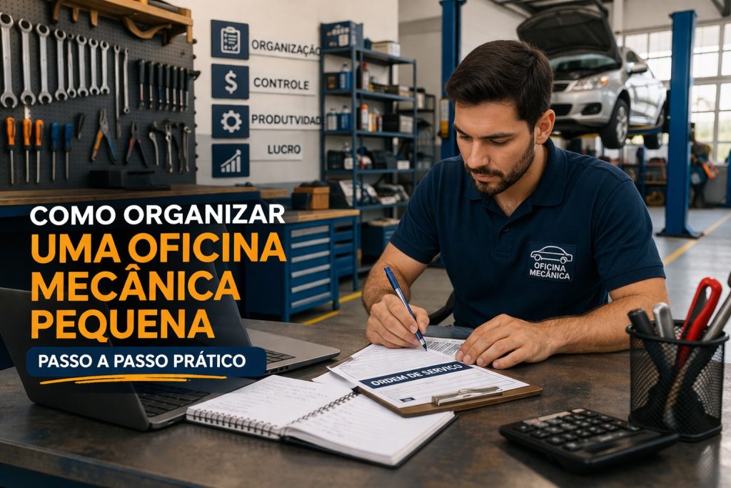 como organizar uma oficina mecânica pequena com estoque e ferramentas organizadas