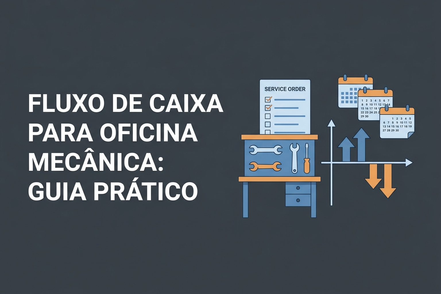 Painel vetorial com entradas, saídas e saldo projetado de uma oficina mecânica
